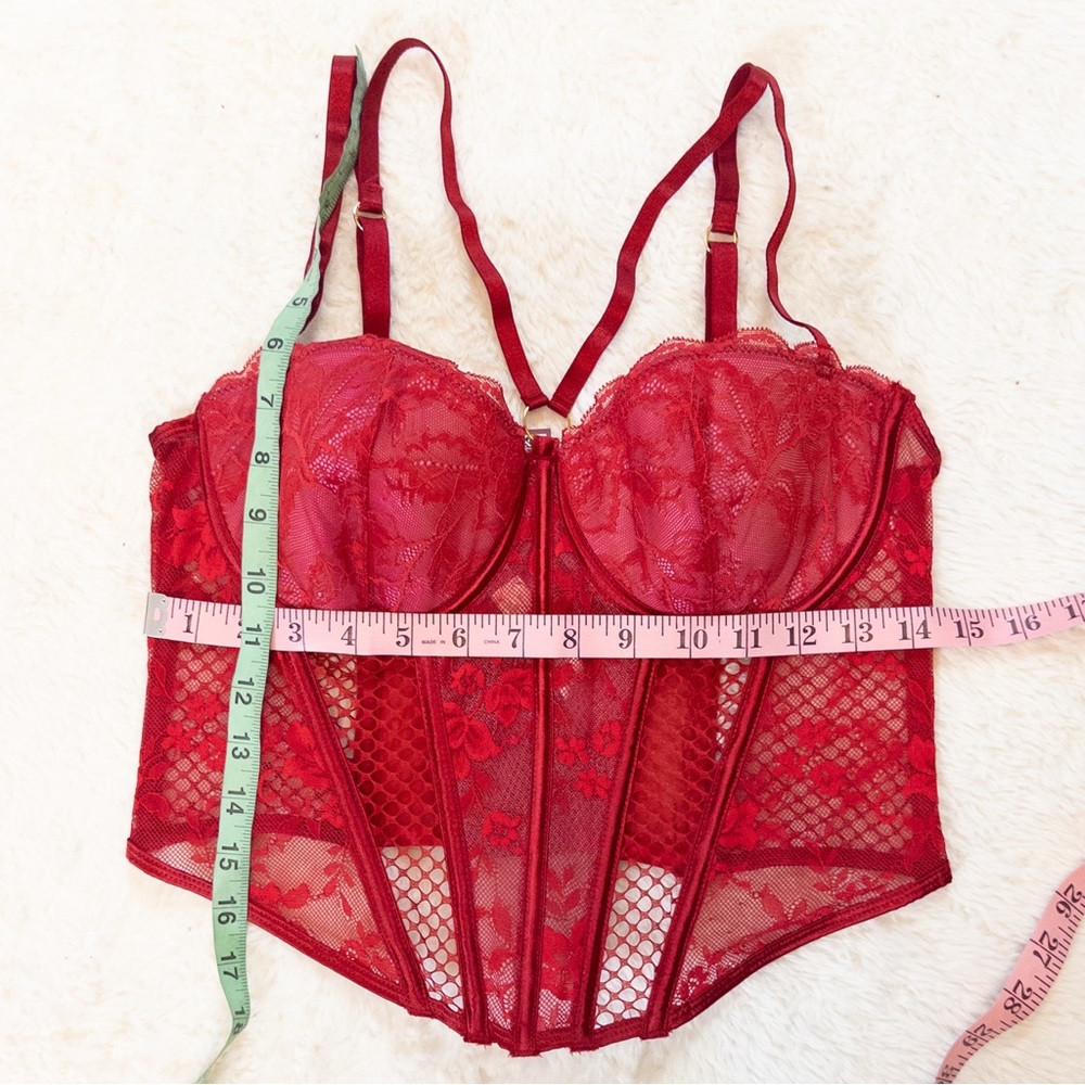 NWT Adore Me Red Lace Corset Top 36D Bustier Lingerie Bralette Y2K Valentine - Picture 6 of 9